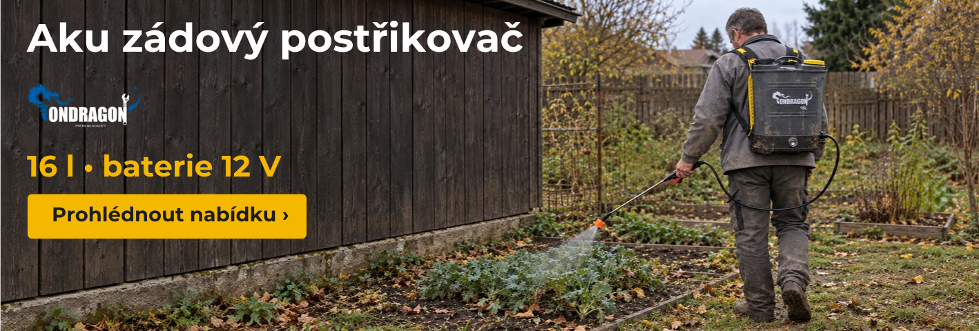 Akumulátorový zádový postřikovač ONDRAGON 16 l s baterií 12 V