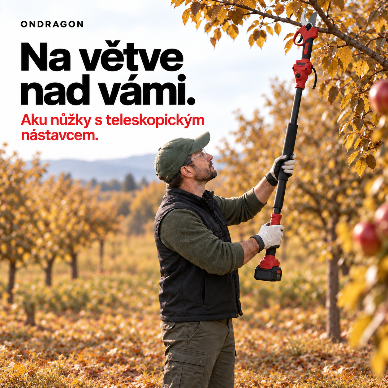 Použití nůžek s teleskopickým nástavcem