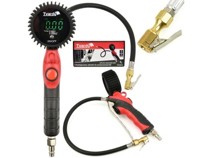 Digitální pistole pro huštění kol 0–18 bar s LED manometrem