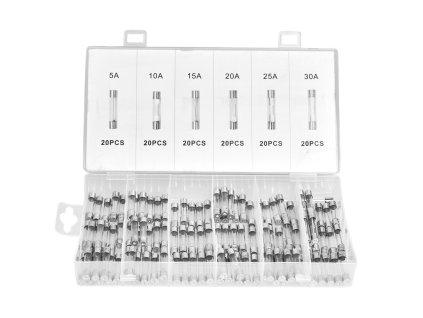 Skleněné pojistky 120 ks. 5-30A KD1302