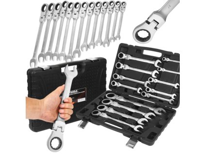 KLÍČE PLOCHÉ S RÁČNOU, LÁMANÉ, 13 ks, 8–32 mm, KD11305