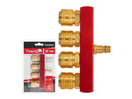 55911 ctyrcestny mosazny rozdelovac na 1 4 konektor s rychlospojkami 10 50