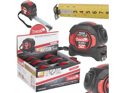 57090 dvoustranny nylonovy svinovaci metr s magnetem a samocinnou aretaci 5 m 25 mm trida i kartonova vystavovaci krabice 6 60