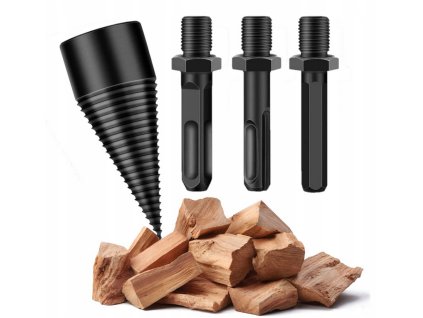 Screenshot 2025 06 19 at 14 00 10 WIERTŁO ŚWIDER DO ROZŁUPANIA DREWNA WIERTŁO STOŻKOWE 45 STOŻEK 3 ADAPTERY (6902226426265) • Cena Opinie • Łuparki 17572644860 • Allegro