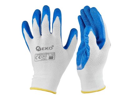 64065 ochranne rukavice z polyesteru velikost 8 latexove bilo modre 12 240