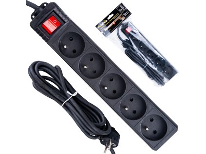 66360 prodluzovaci kabel cerna napajeci lista s 5 zasuvkami 3 m 40