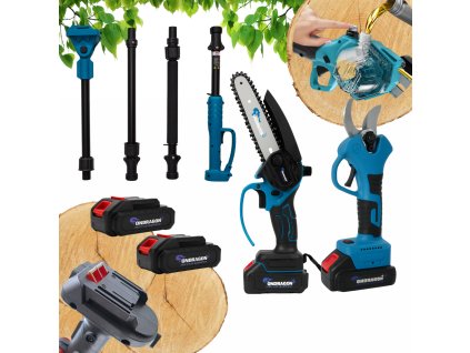 Aku sada mini pila a nůžky na větve + 2x výkonná baterie