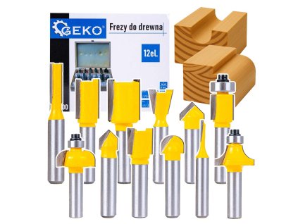 72333 tvarove frezy na drevo 12 ks 8 mm geko 20