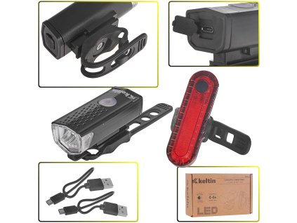 73224 vodotesne usb svetlo na kolo ip54 sada predni zadni 120