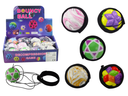 43584 4 micek na gumce s paskem barevne struktury 6cm