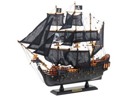 51624 2 sberatelsky dekorativni model lodi plachetnice cerna perla 49x43cm