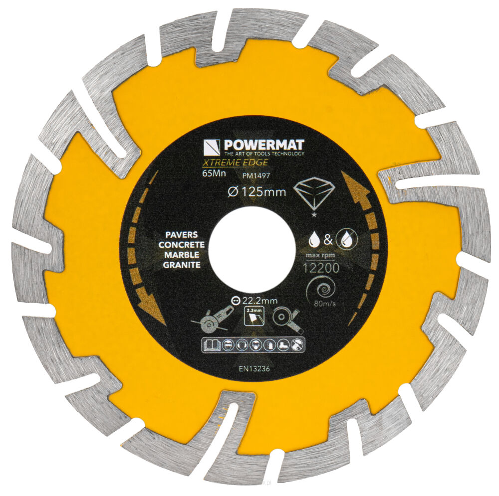 Segmentový diamantový kotúč 125 mm Powermat PM-TDCS-1254T – pohľad zepredu