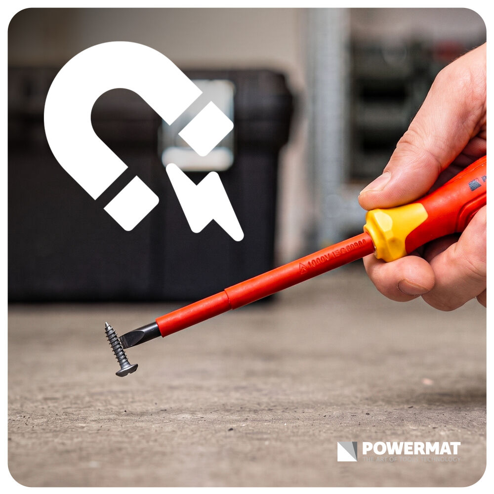 Sada izolovaných šroubováků Powermat PM1606 – detail izolace šroubováků
