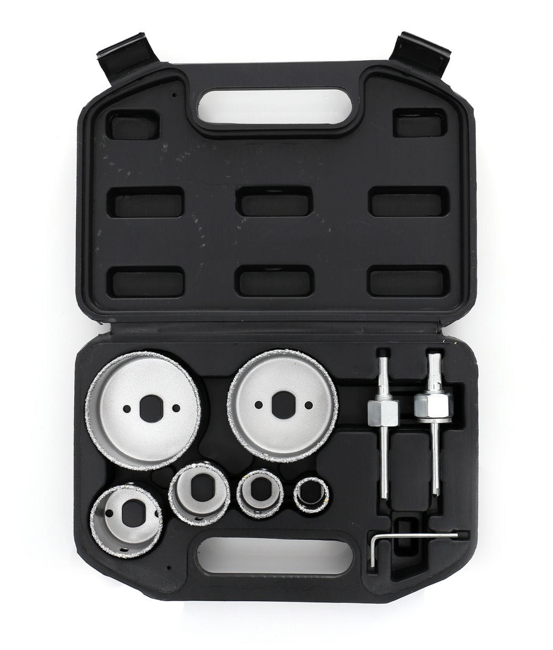 Sada korunkových vrtáků KD10285 – detail adaptéru s vrtákem