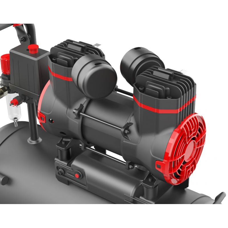 Bezolejový kompresor 24 l KD1390 – detail manometru a regulátoru
