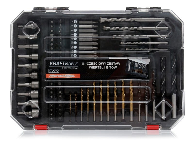 Kraft-Dele KD992 sada vrtáků a bitů — detail vrtáků HSS s povlakem TiN