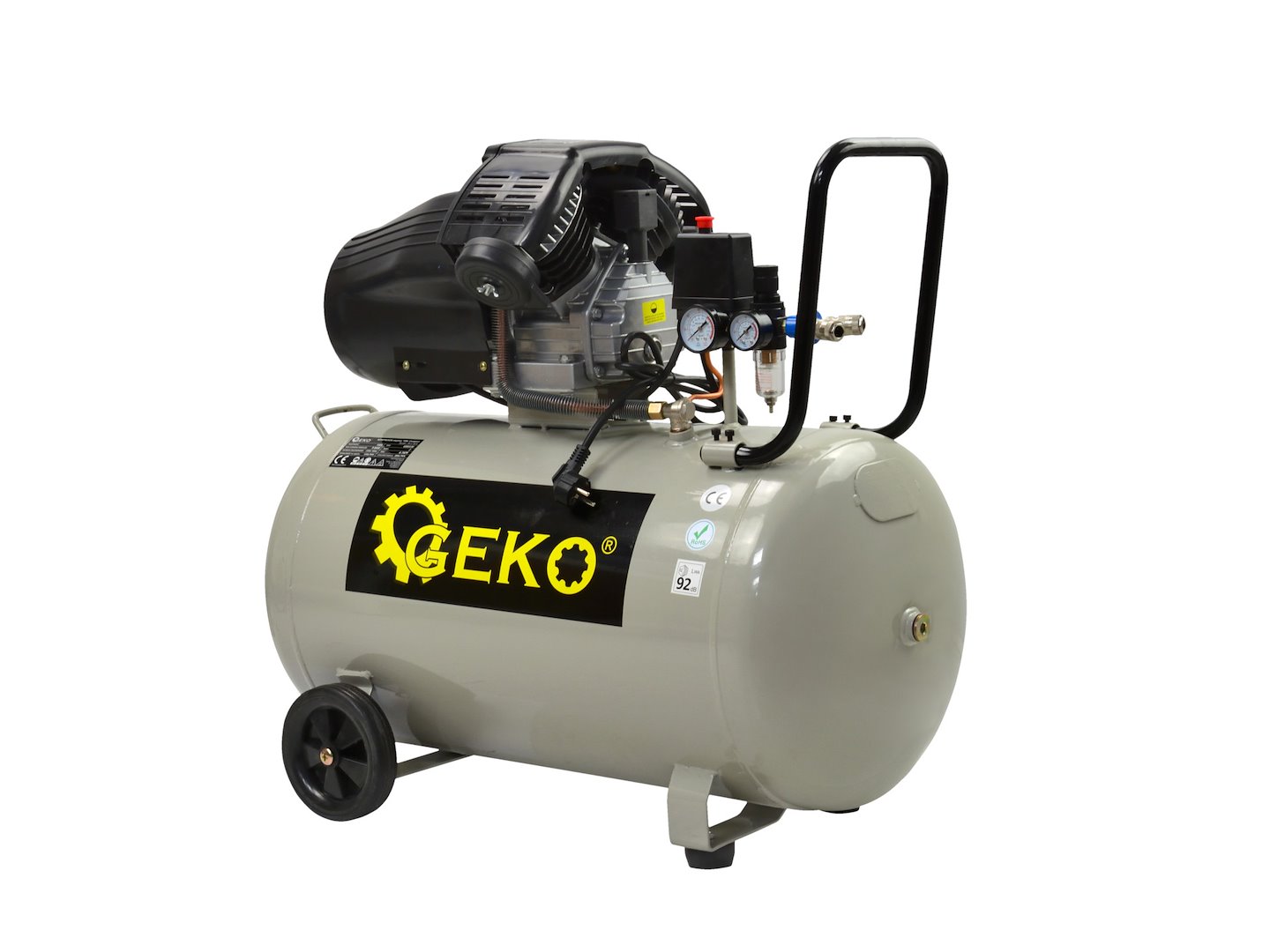 Olejový kompresor Geko 100 l Compact – celkový pohled