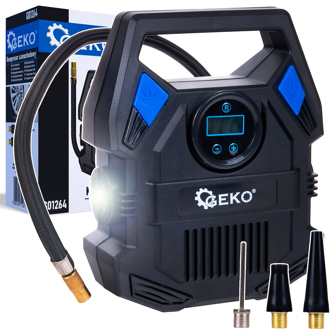 Autokompresor Geko 12V 84W – celkový pohled na produkt