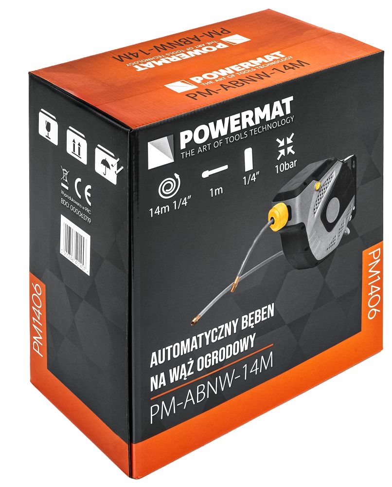 Automatický navíjecí buben na pneumatickou hadici 14 m PowerMat PM-ABNW-14M