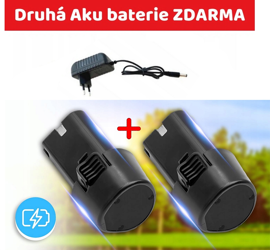 Akumulátorová strunová sekačka BullTech 12V — detail teleskopické tyče a uchycení baterie