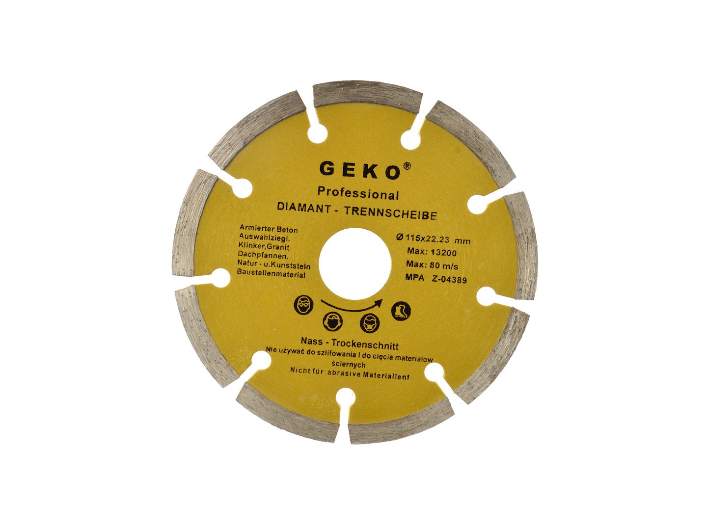 Kotouč průměr 115 mm segmentový Geko – pohled zepředu