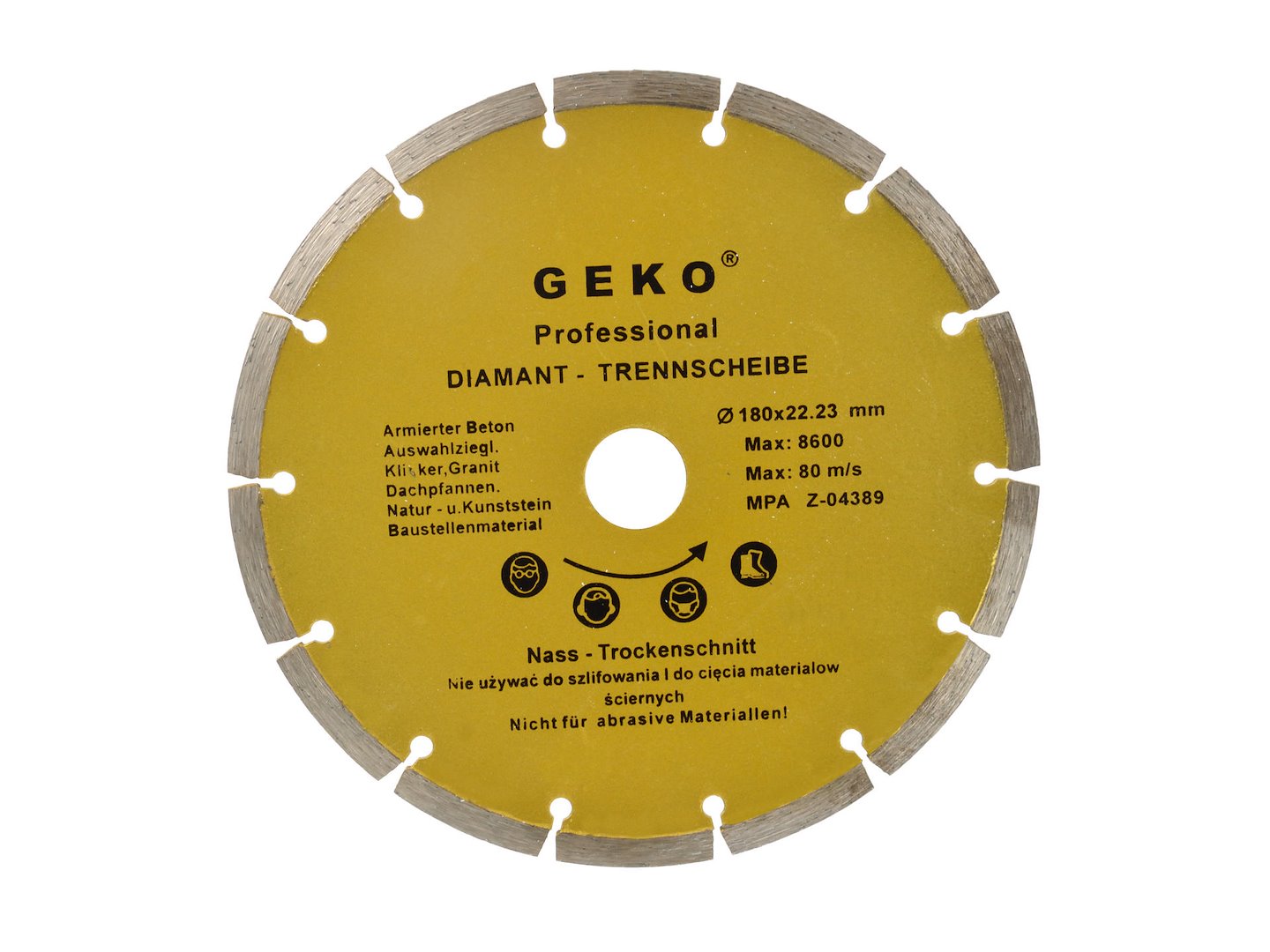 Segmentový kotouč 180 mm Geko – celkový pohled