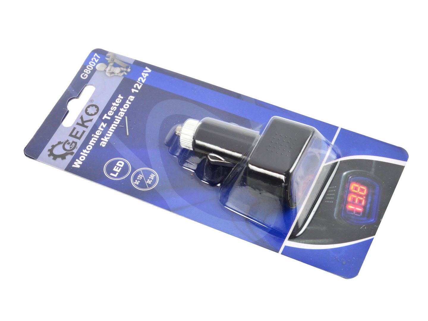Voltmetr tester akumulátoru Geko 12/24 V – celkový pohled na přístroj