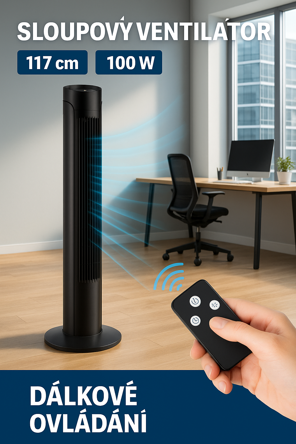 Sloupový ventilátor ONDRAGON – LED displej a ovládací panel