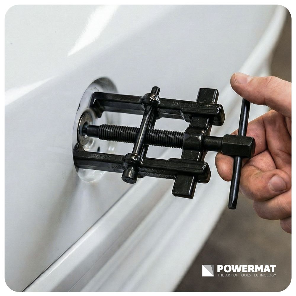 Dvouramenný univerzální stahovák POWERMAT PM-SRW-65T 28–52 mm – pro demontáž ložisek, svorek a výfuků