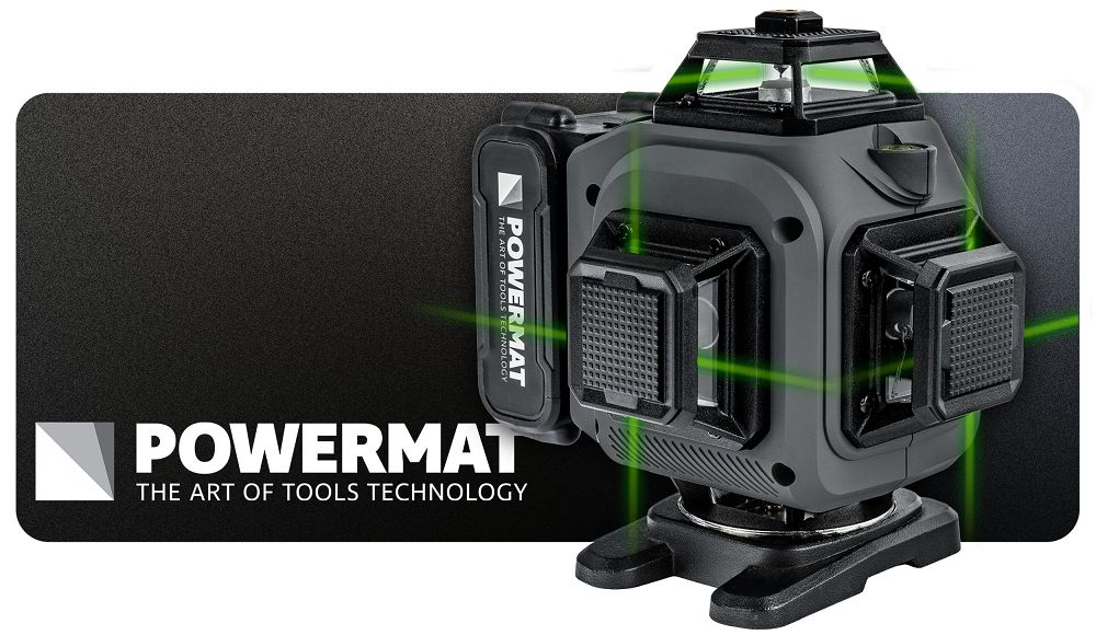 Křížový laser 4D 360° se zeleným paprskem (16 linií) POWERMAT PM-PLK-4DM3