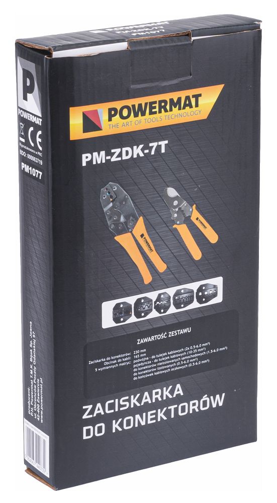 Lisovací kleště 7v1 pro dutinky a koncovky POWERMAT PM-ZDK-7T – 0,5–6,0 mm²