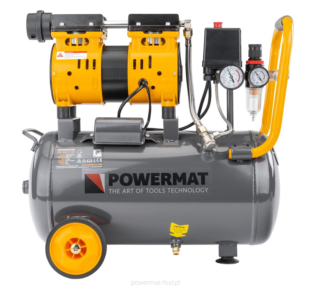 Bezolejový kompresor Powermat PM-KBO-24T – celkový pohled
