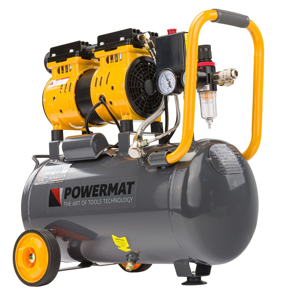 Bezolejový kompresor Powermat PM-KBO-24T – ovládací panel