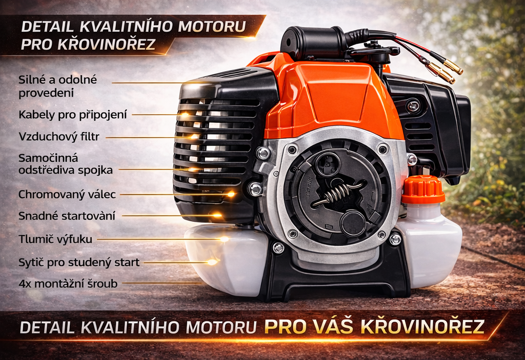 Motor 2T ONDRAGON – detail odstředivé spojky a uchycení