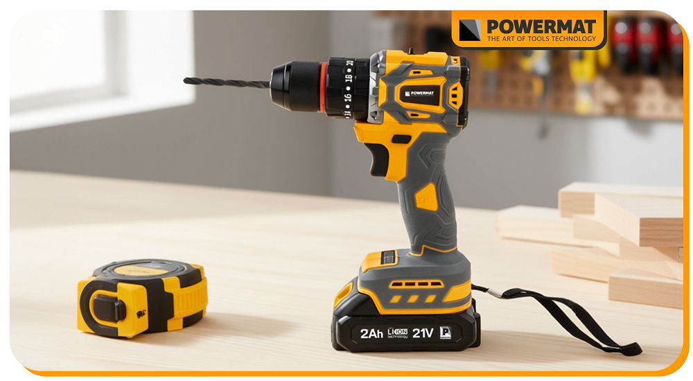 Aku vrtačka Powermat PM-WA-21V-2M – sklíčidlo a přední část
