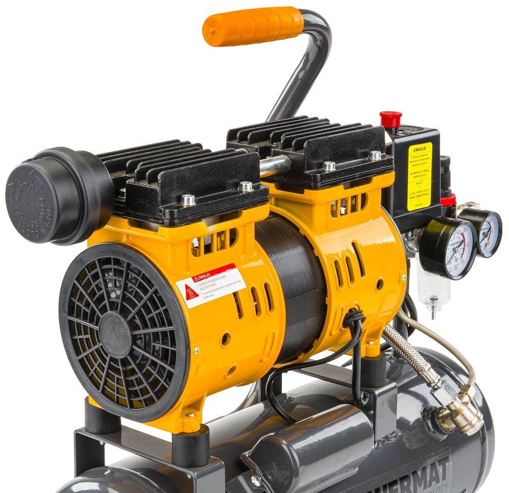 Bezolejový kompresor Powermat PM-KBO-6T – detail motoru a vzdušníku