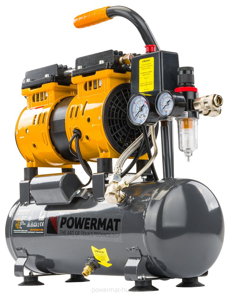 Bezolejový kompresor Powermat PM-KBO-6T – celkový pohled