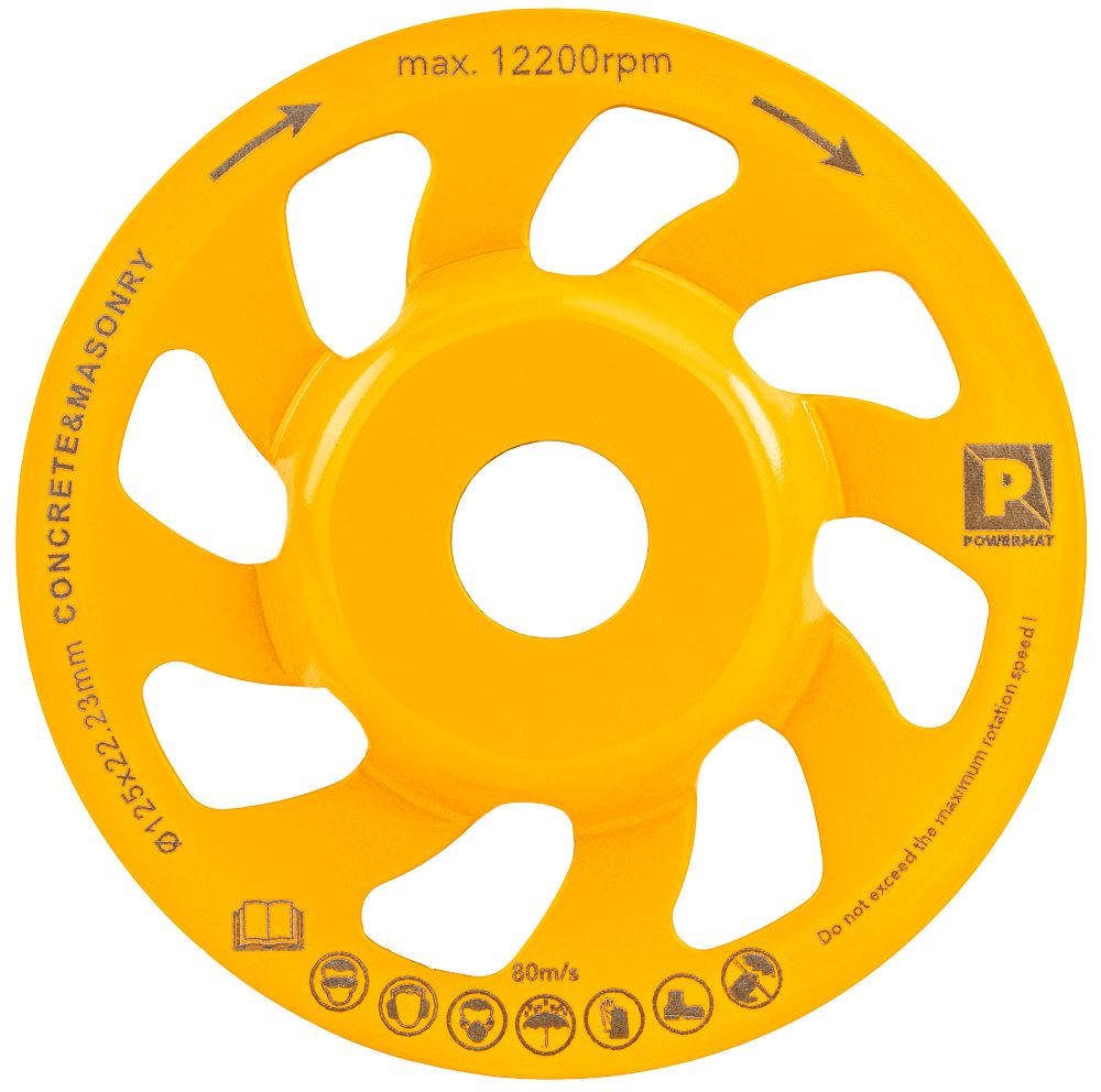 Diamantový hrncový kotouč Powermat PM-DTG-1251T – montážní otvor