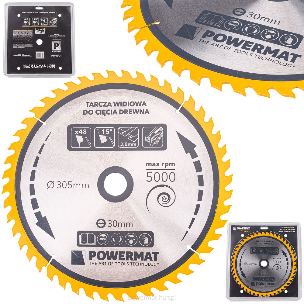 Pilový kotouč 305 mm 48 zubů Powermat PM0901 – celkový pohled
