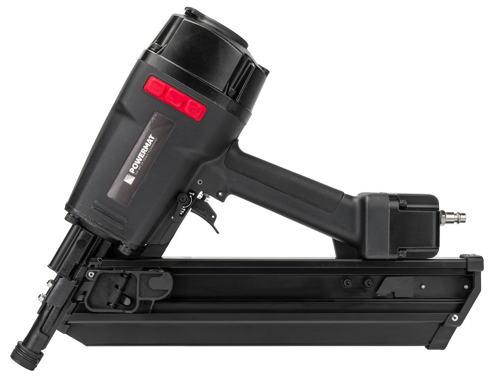 Pneumatická pásová hřebíkovačka Powermat PM-GP-80T PRO – přípojka a detail