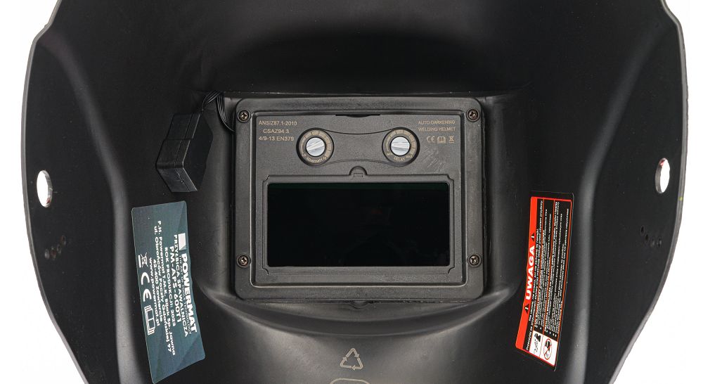 Samostmívací svářecí kukla Powermat PM-APS-600T1 – ovládací prvky