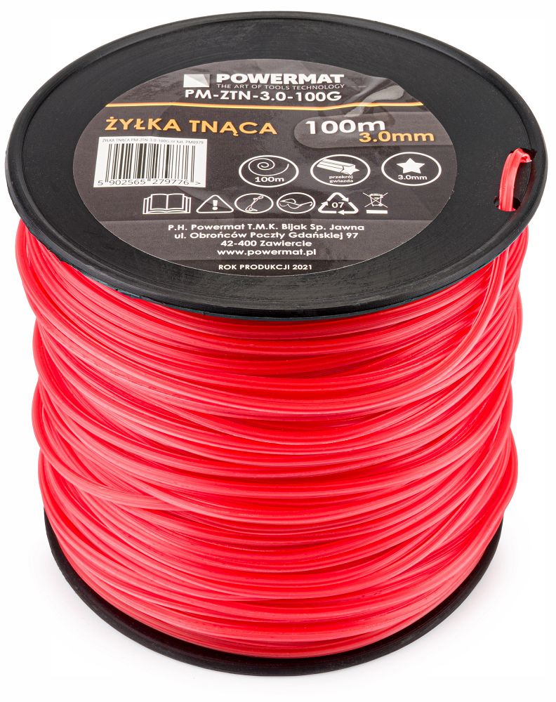 Struna na křovinořez Powermat PM-ZTN-3.0-100G — průměr a délka struny