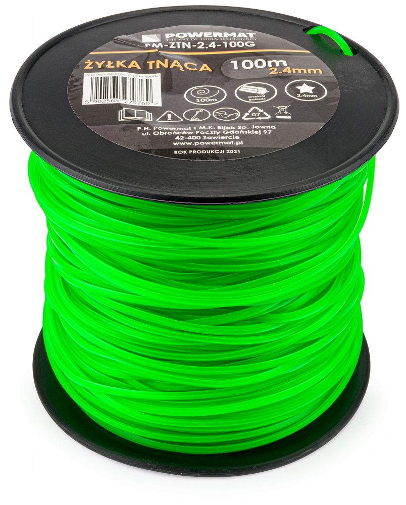 Žací struna Powermat PM-ZTN-2.4-100G – detail průměru 2,40 mm