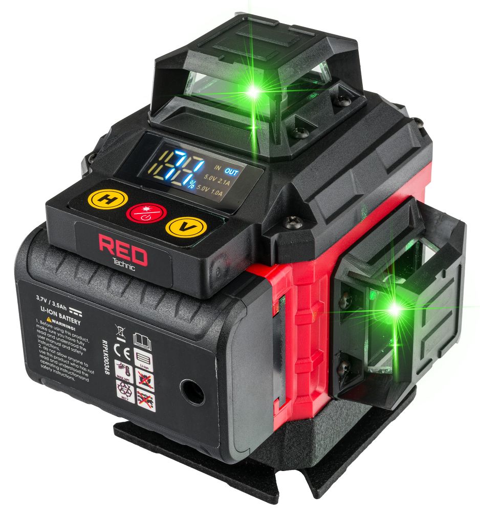 Laserová vodováha 4D 360° Powermat RTPLK0036 – 360° projekce paprsků