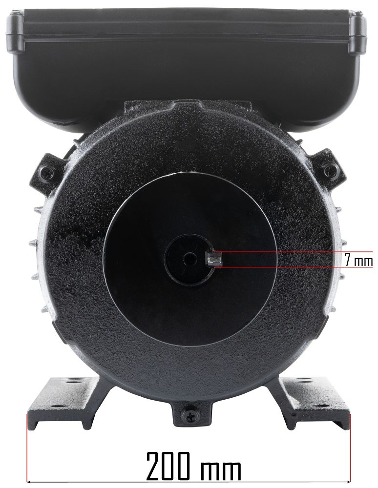 Motor pro kompresor Powermat – rozměrový výkres, pohled 2