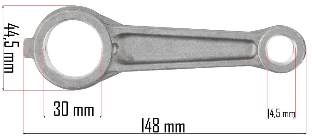 Ojnice pro kompresor Powermat — kótované rozměry