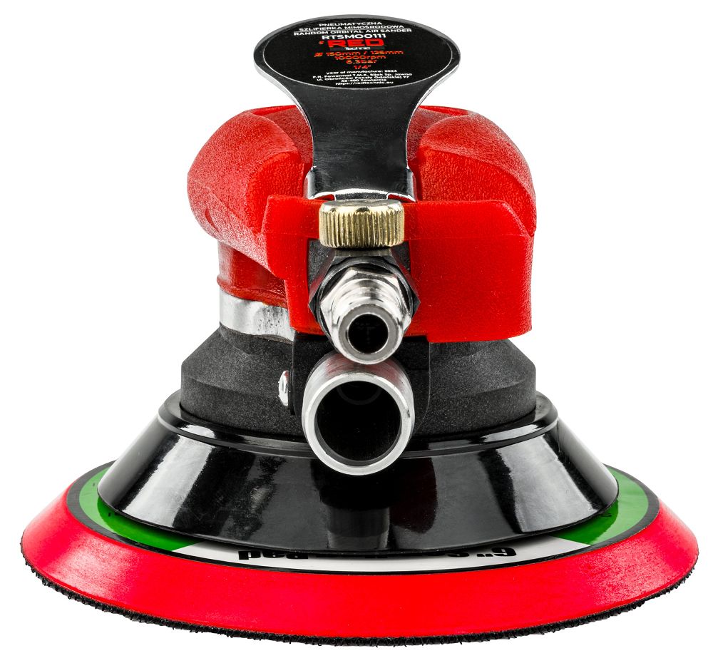 Pneumatická excentrická bruska Powermat RTSMO0111 – detail hlavy a kotouče