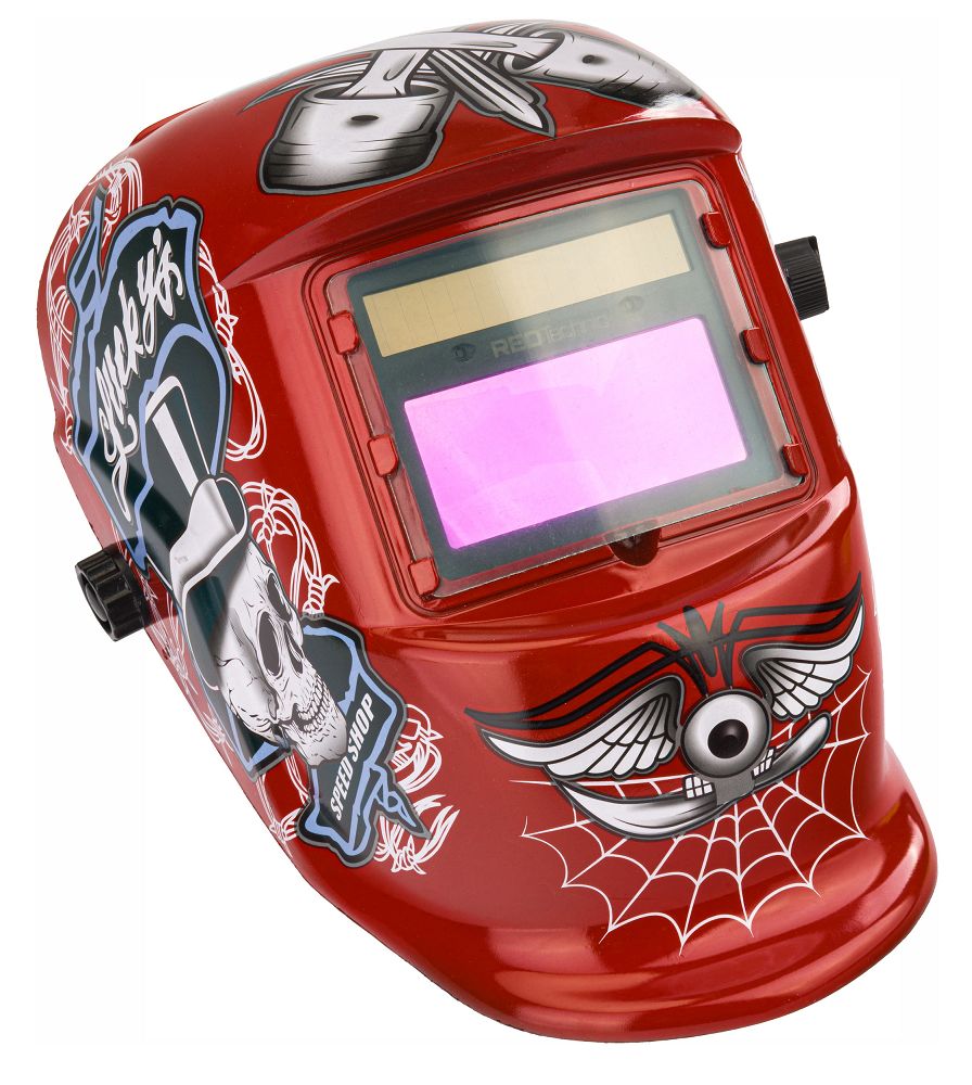 Samostmívací svářecí kukla RED TECHNIC RTAPS0061 — detail ovládacích prvků