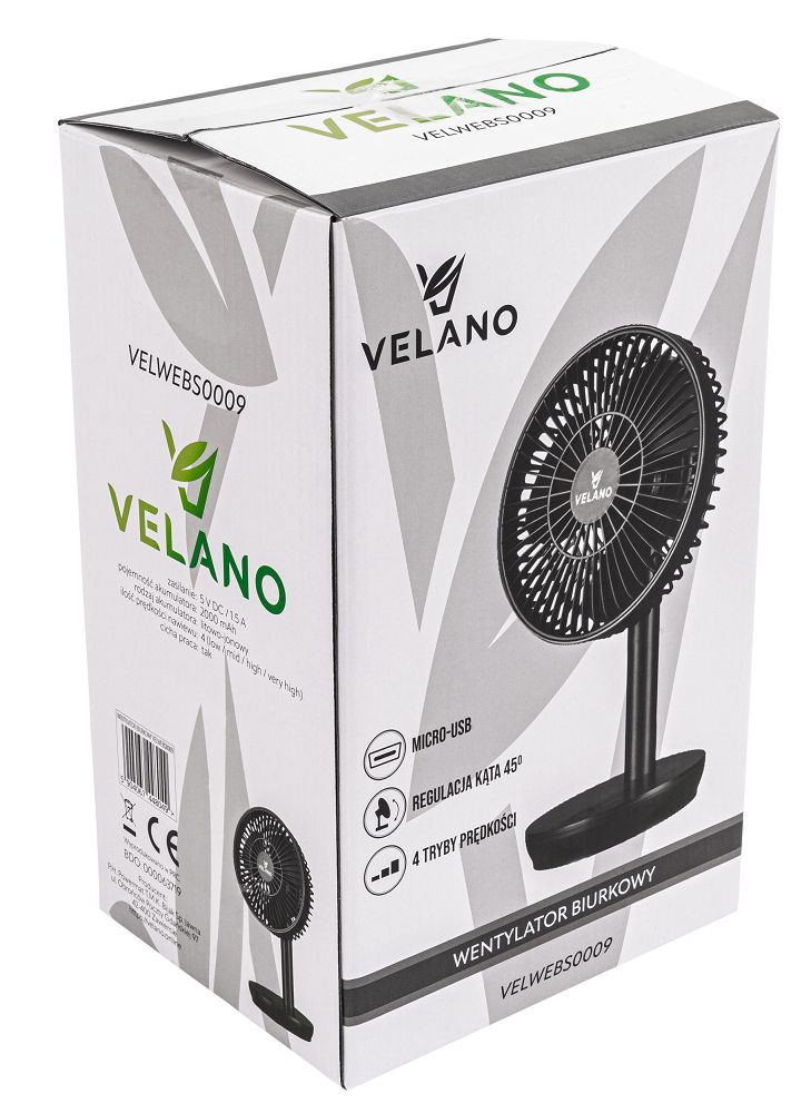Stolní ventilátor Velano VELWEBS0009 – ovládací prvky