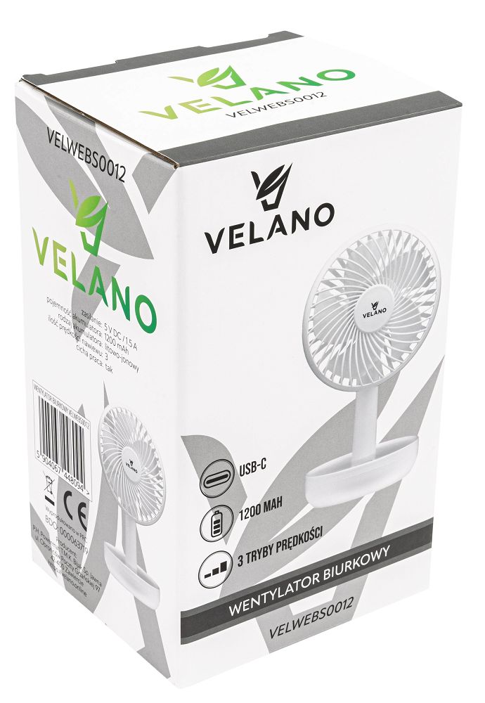 Stolní ventilátor Velano VELWEBS0012 – detail ovládání
